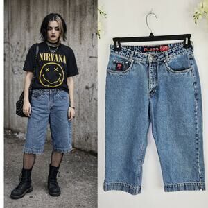 POSSE Flare Fit 90s Wide Leg Capri Jeans Size 7 Y2k Grunge Alternative Skater